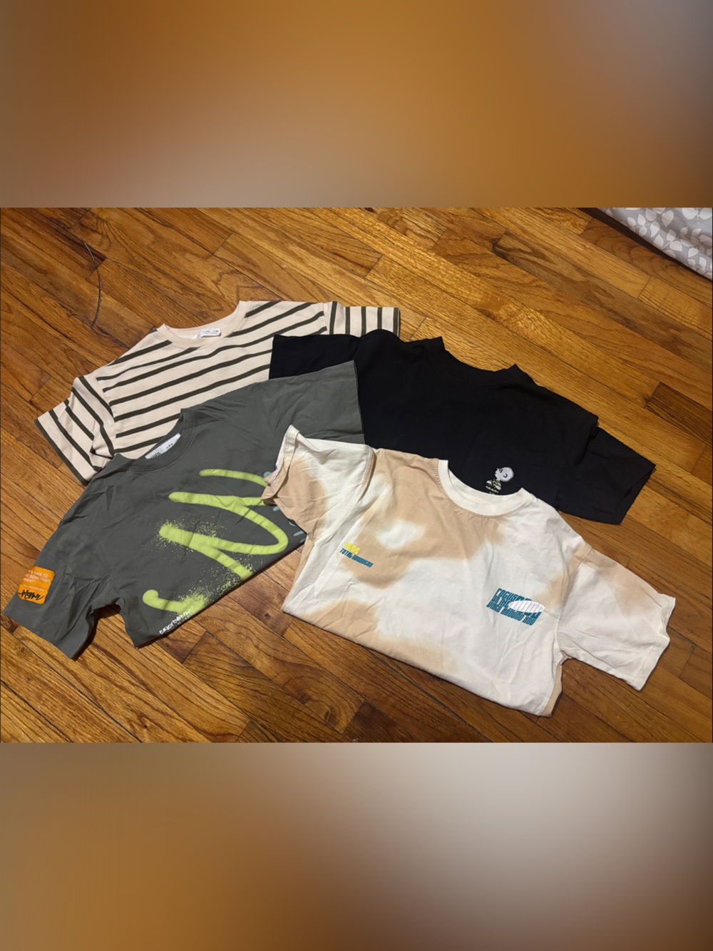 Zara Kids Short-Sleeve Tee Pack - Black, White, Gray, Cream, Striped